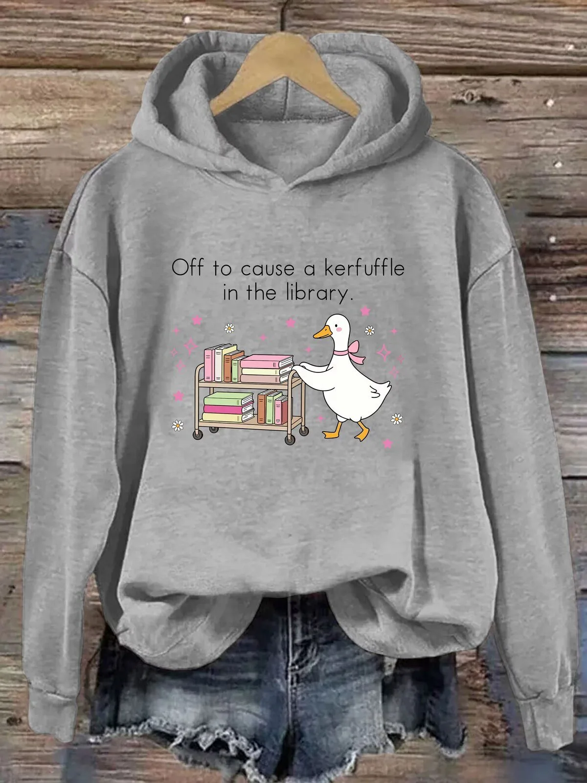 Off to Cause a Kerfuffle in the Library Cute Goose Hoodie