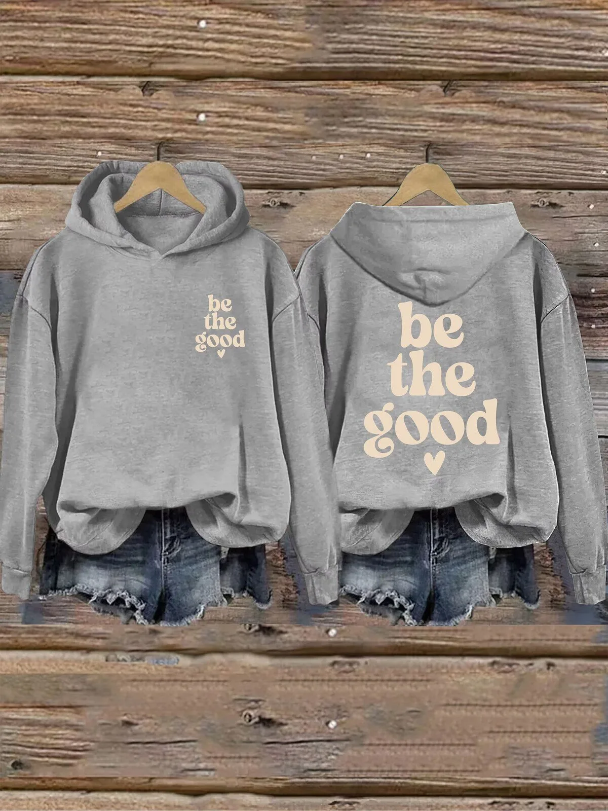 Be The Good Inspirational Quote Gray Pullover Hoodie for Women