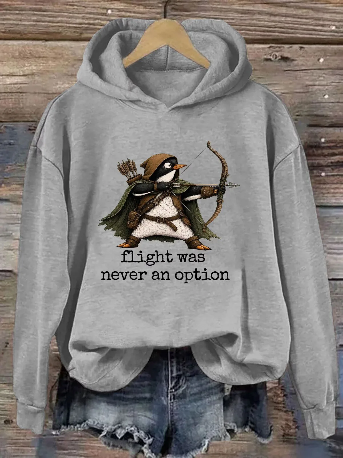 Flight Was Never An Option Penguin Archer Funny Quote Hoodie