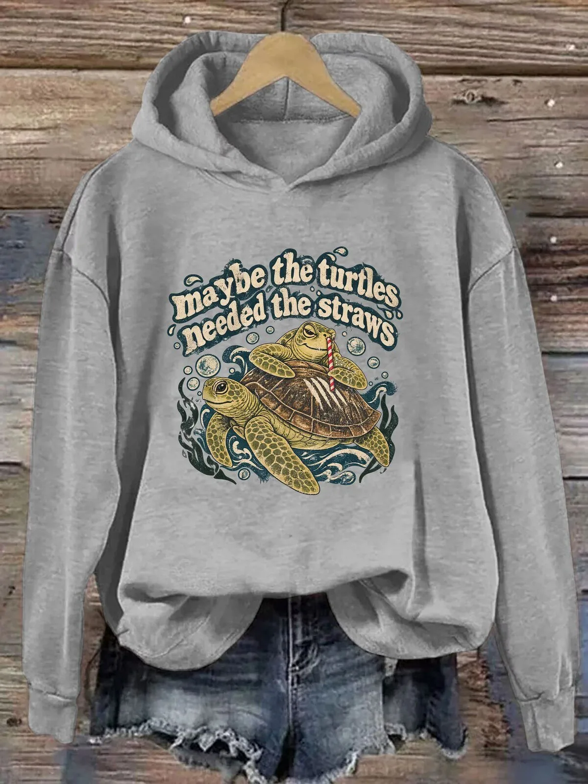 Maybe The Turtles Needed The Straws Funny Sea Turtle Ocean Lover Hoodie