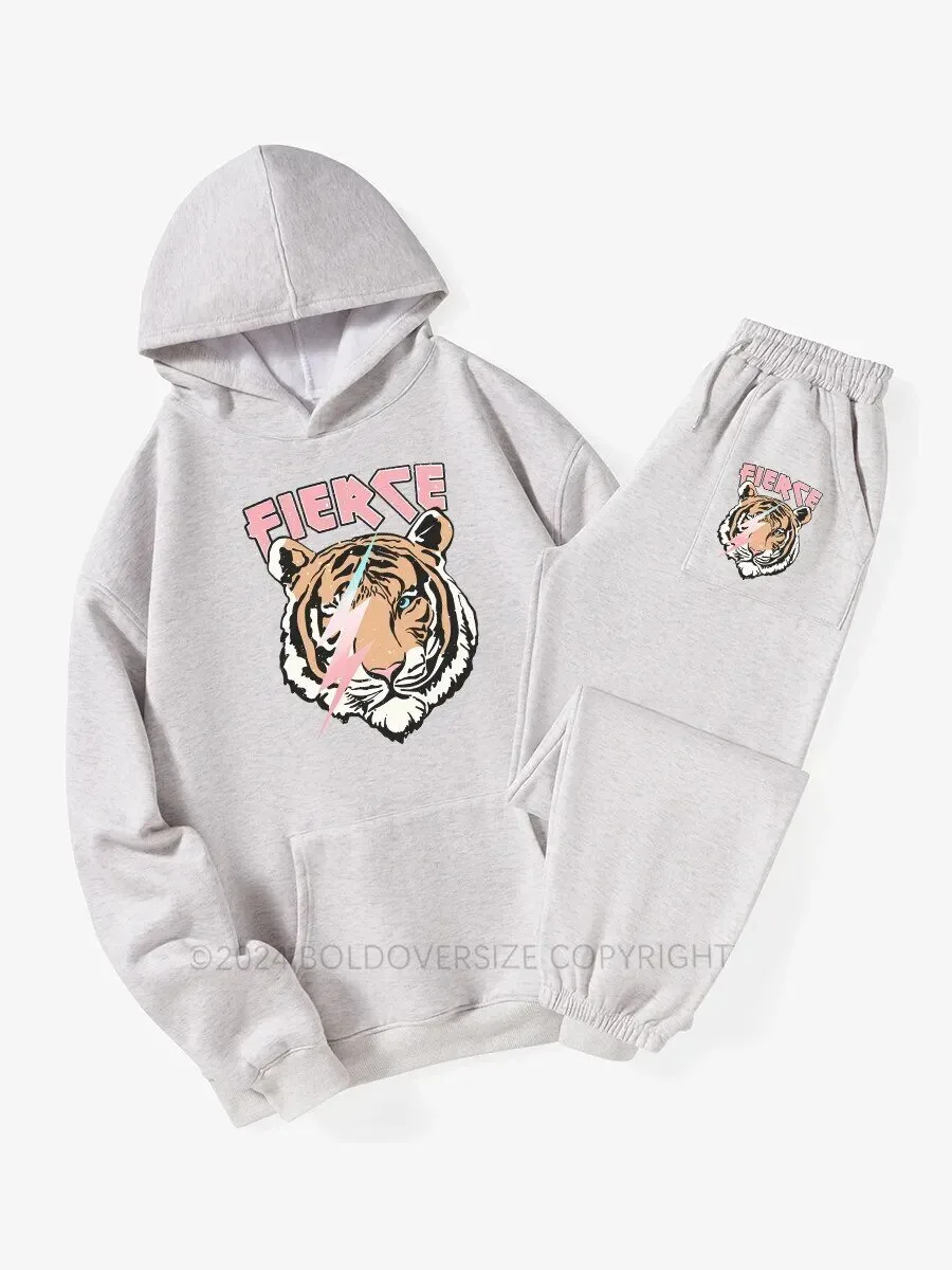 Fierce Tiger Graphic Print Oversized Hoodie for Women and Men