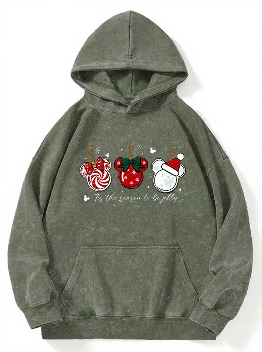 Disney Mickey Minnie Mouse Christmas Ornaments Tis The Season To Be Jolly Hoodie